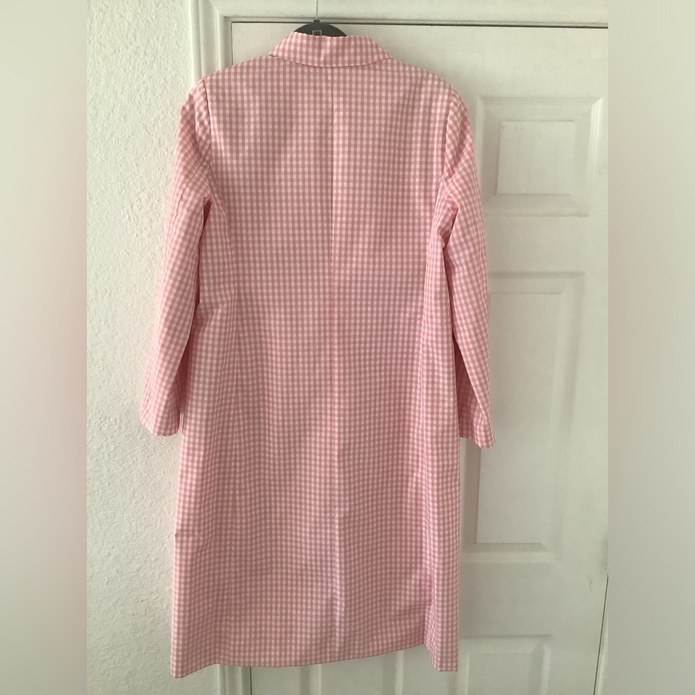🆕 1.state Chic Pink and whit Gingham light Duster Coat. - Picture 4 of 10